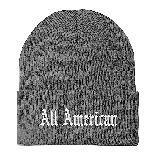 Trendy Apparel Shop All American Old English Embroidered Long Cuff Beanie