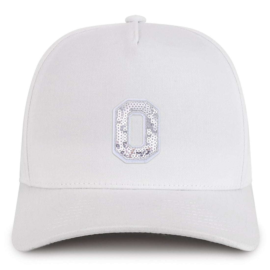 Trendy Apparel Shop Letter O Sequin Patch 5 Panel Cotton Baseball Cap
