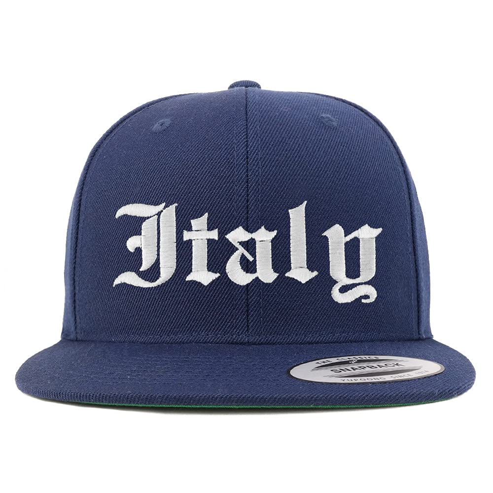 Trendy Apparel Shop Italy Old English Embroidered Flatbill Snapback