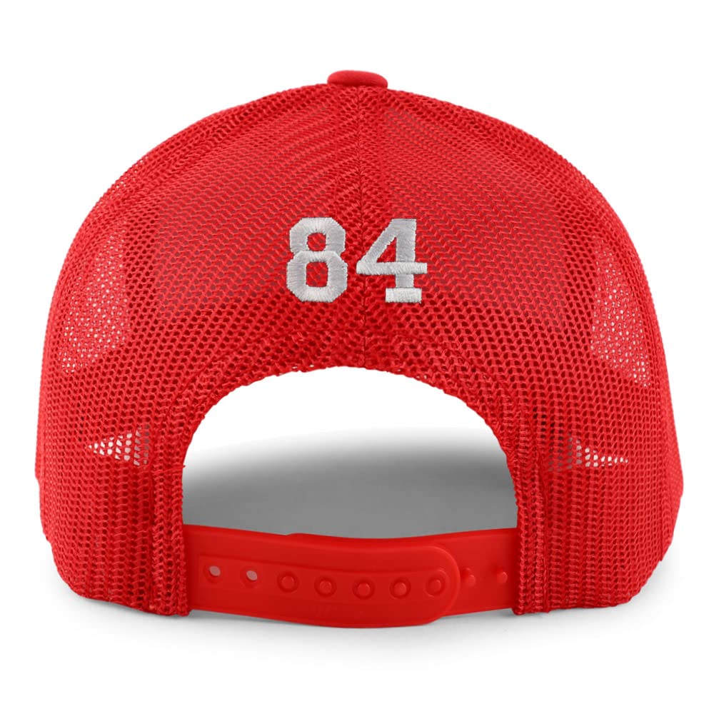 Trendy Apparel Shop Small Number 84 Back Embroidered 6 Panel Trucker Mesh Cap