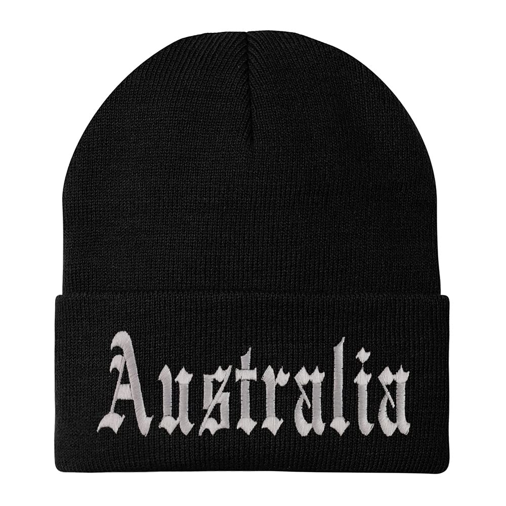 Trendy Apparel Shop Australia Old English Embroidered Long Cuff Beanie