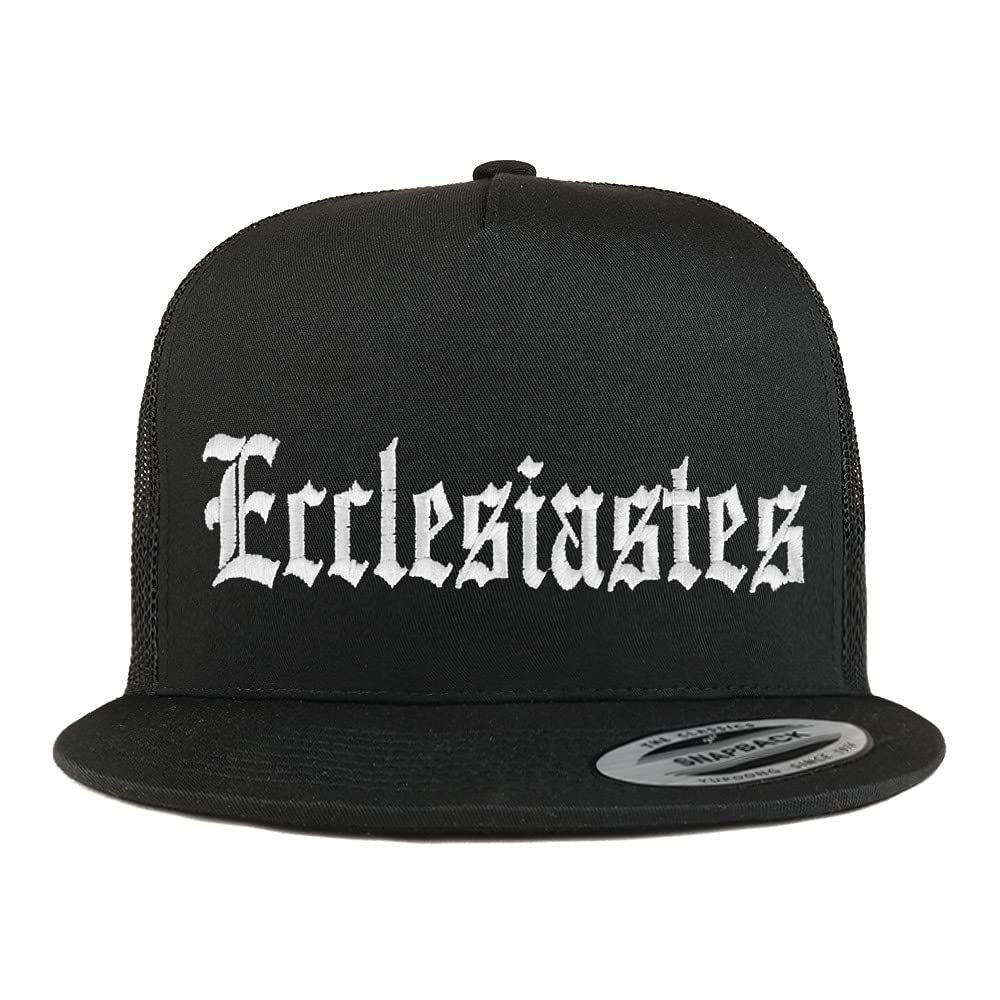Trendy Apparel Shop Ecclesiastes Old English 5 Panel Flatbill Trucker Cap