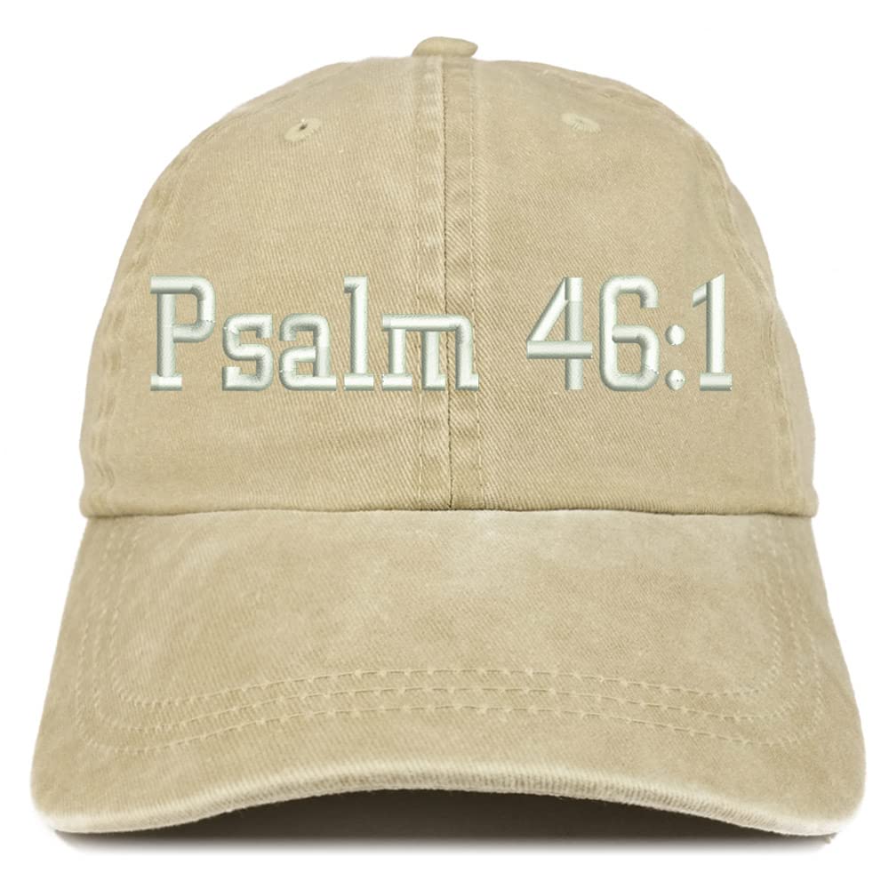 Trendy Apparel Shop Psalm 46:1 Washed Pigment Dyed Baseball Cap