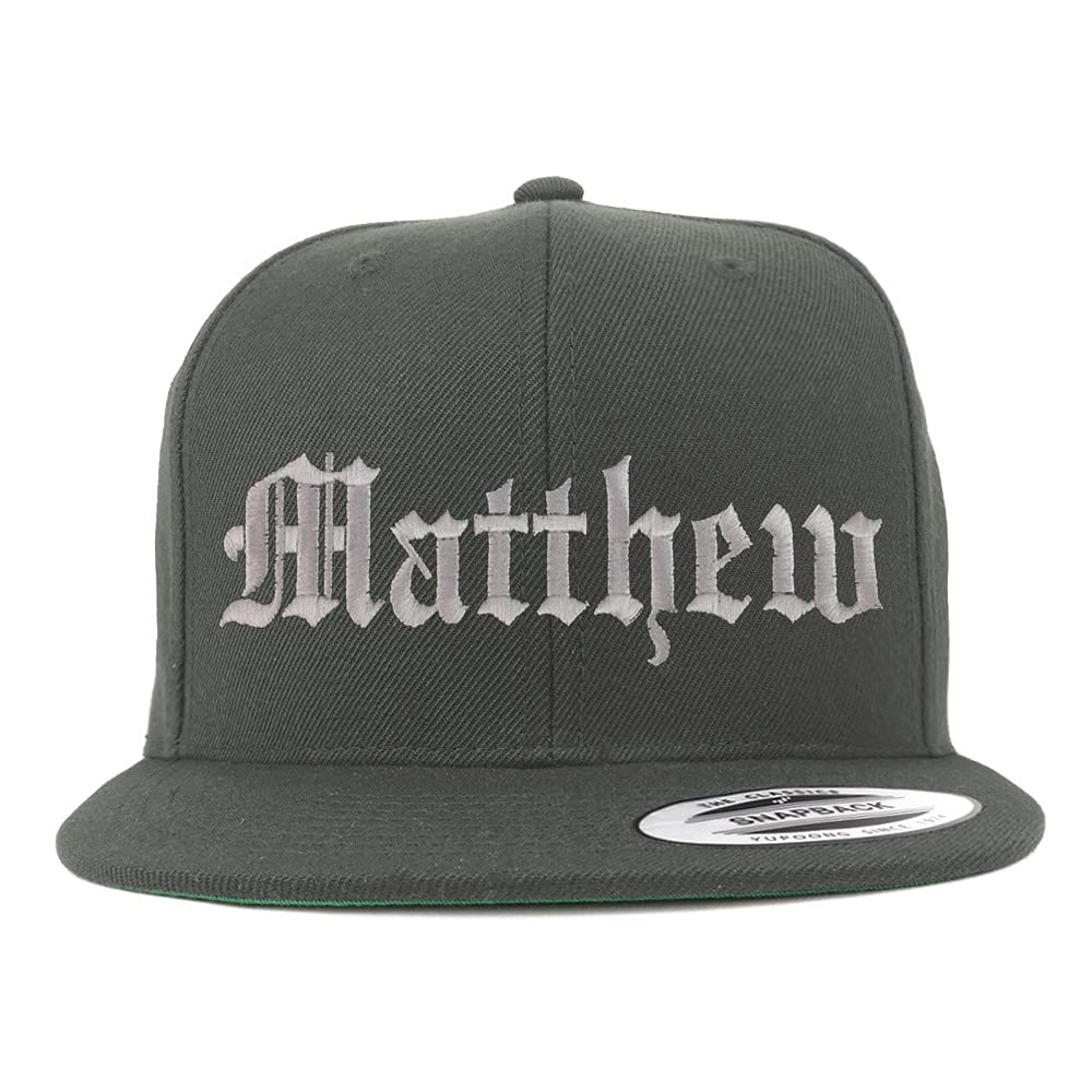 Trendy Apparel Shop Matthew Old English Embroidered Flatbill Snapback
