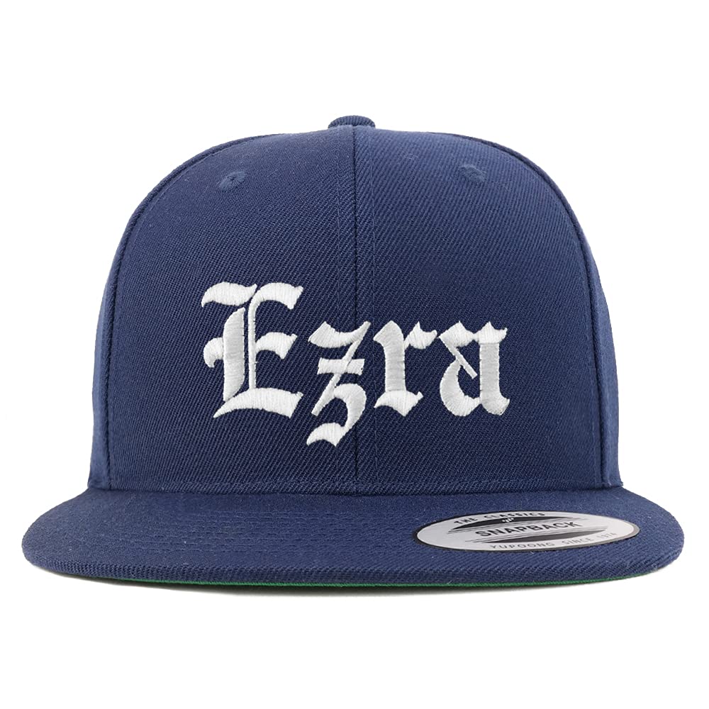 Trendy Apparel Shop Ezra Old English Embroidered Flatbill Snapback