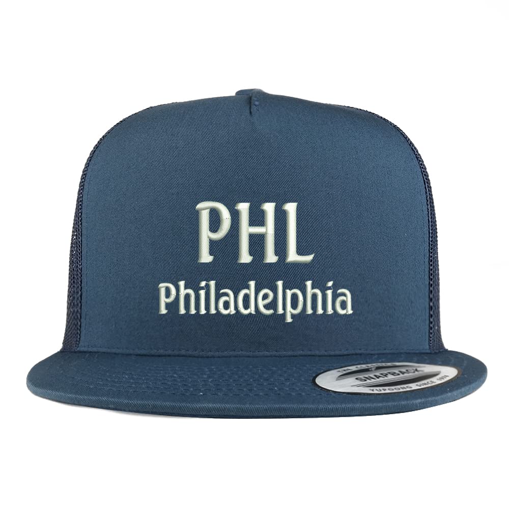 Trendy Apparel Shop PHL Philadelphia Embroidered 5 Panel Flatbill Trucker Cap
