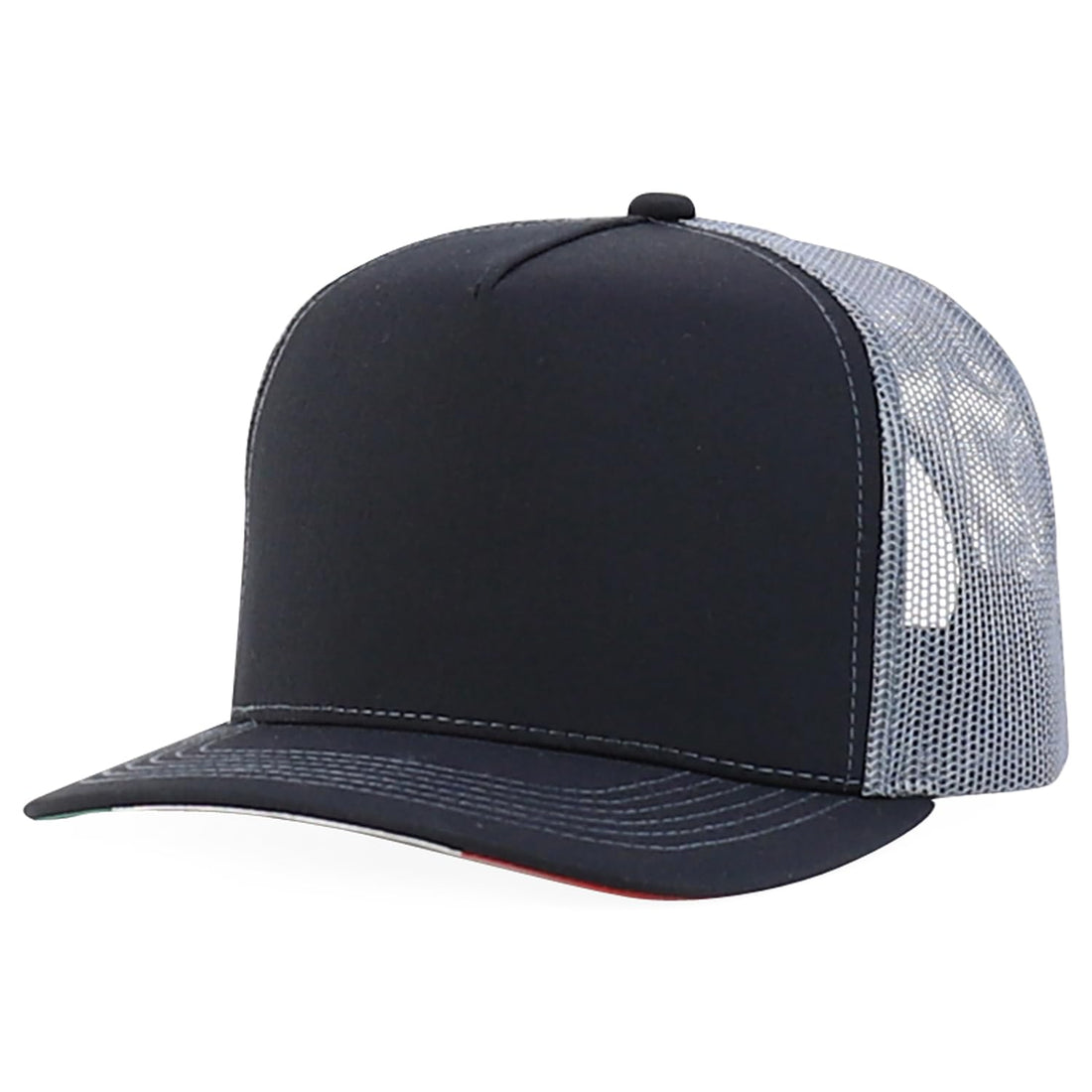 Trendy Apparel Shop 5 Panel Structured Trucker Cap with Mexico Flag Design Undervisor