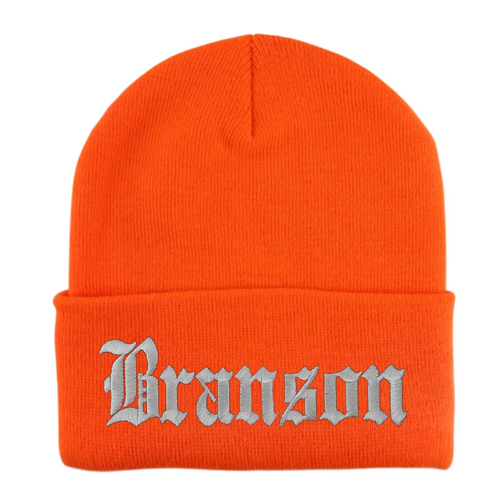 Trendy Apparel Shop Branson Old English Embroidered Long Cuff Beanie