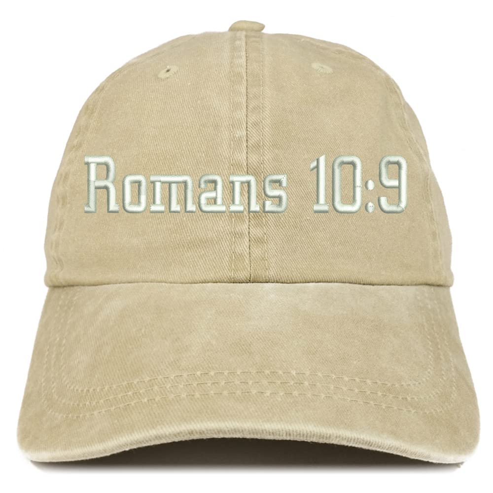 Trendy Apparel Shop Romans 10:9 Washed Pigment Dyed Baseball Cap
