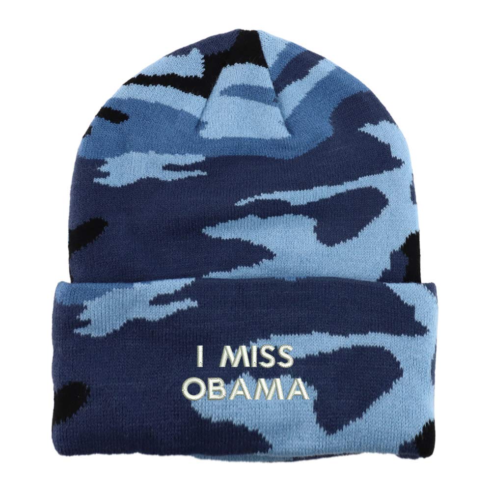 Trendy Apparel Shop I Miss Obama Embroidered Made in USA Camo Beanie