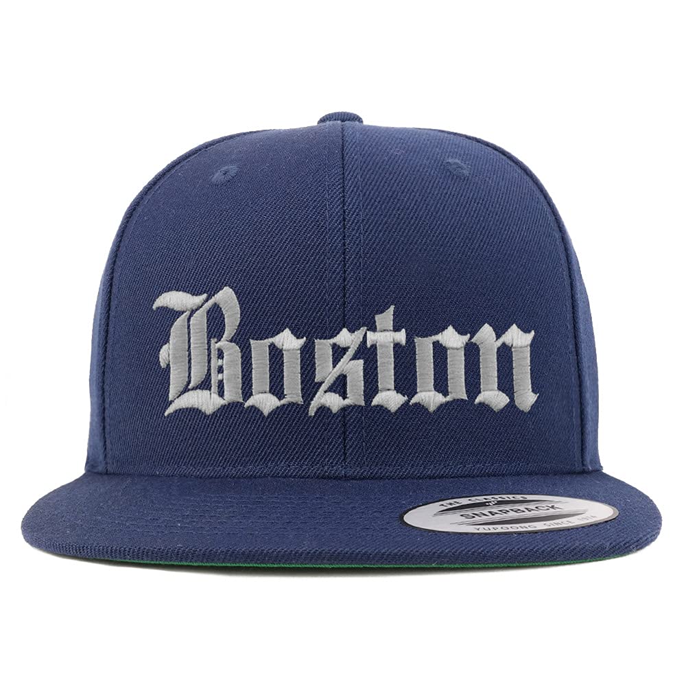 Trendy Apparel Shop Boston Old English Embroidered Flatbill Snapback