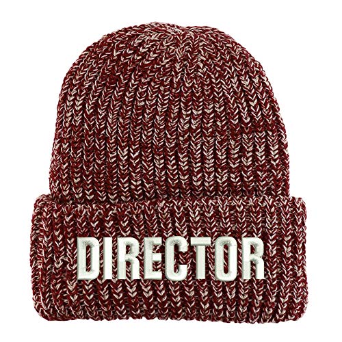 Trendy Apparel Shop Director Embroidered Long Cuffed Thick Ribbed Knit Beanie