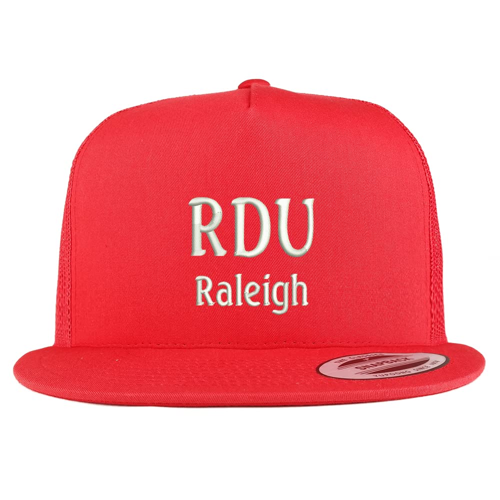 Trendy Apparel Shop RDU Raleigh Embroidered 5 Panel Flatbill Trucker Cap