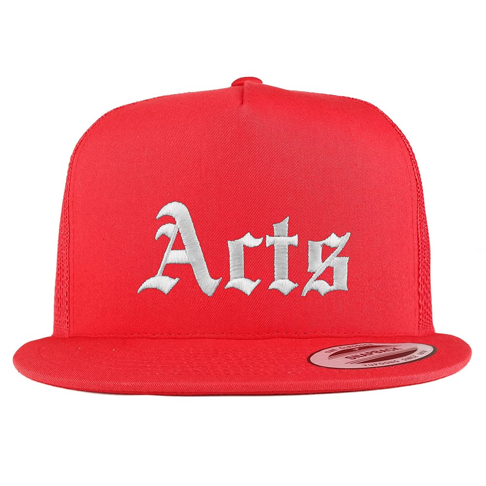 Trendy Apparel Shop Acts Old English 5 Panel Flatbill Trucker Cap