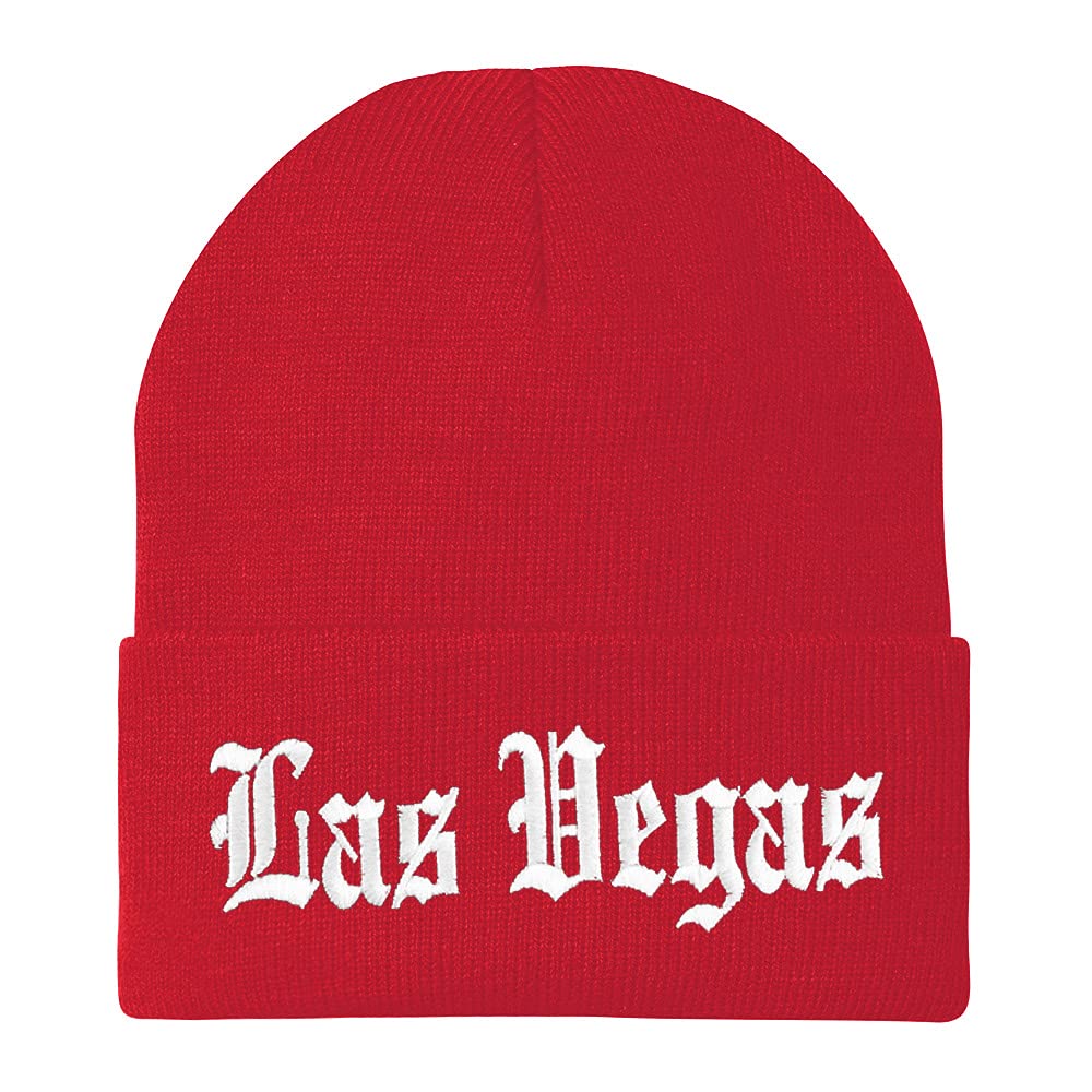 Trendy Apparel Shop Las Vegas Old English Embroidered Long Cuff Beanie