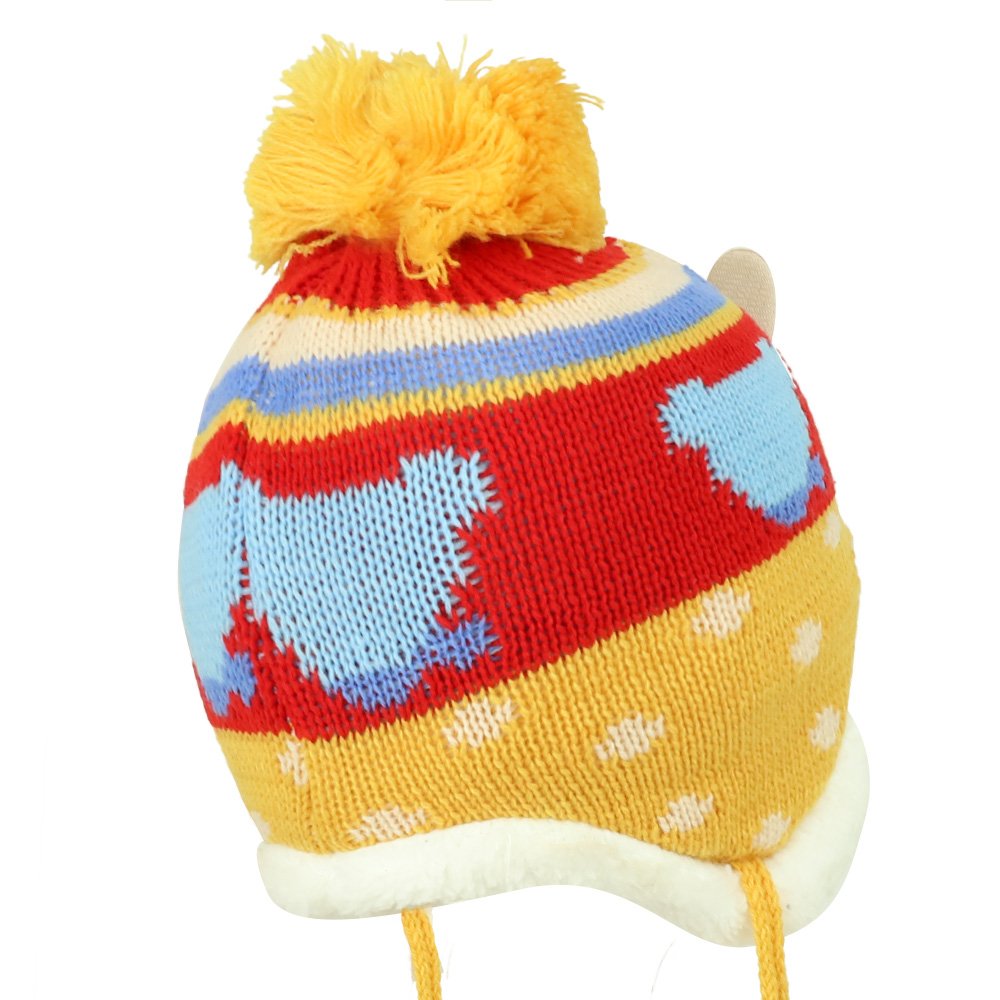Trendy Apparel Shop Toddler Size Winter Pom Pom Beanie with Animal Doll Head