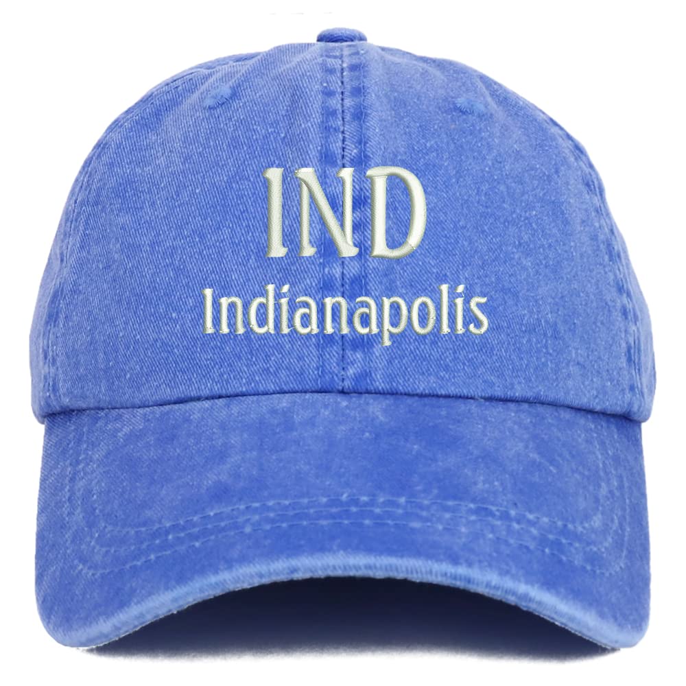 Trendy Apparel Shop IND Indianapolis Embroidered Pigment Dyed Washed Baseball Cap