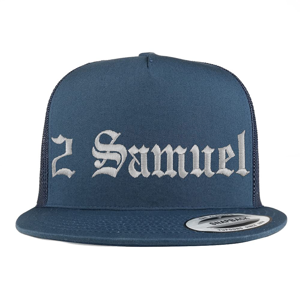 Trendy Apparel Shop 2 Samuel Old English 5 Panel Flatbill Trucker Cap