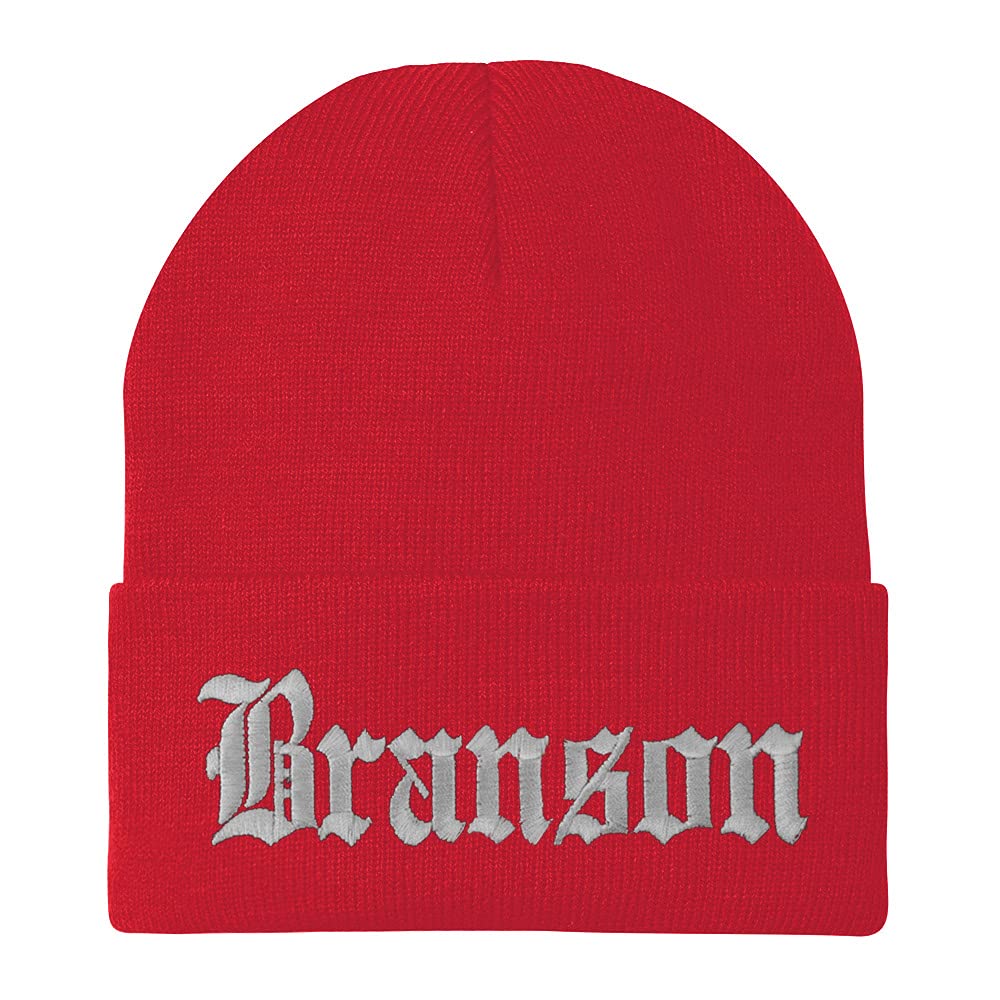 Trendy Apparel Shop Branson Old English Embroidered Long Cuff Beanie