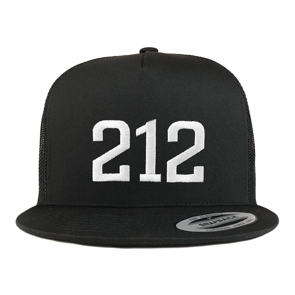 Trendy Apparel Shop New York City 212 Old English 5 Panel Flatbill Trucker Cap