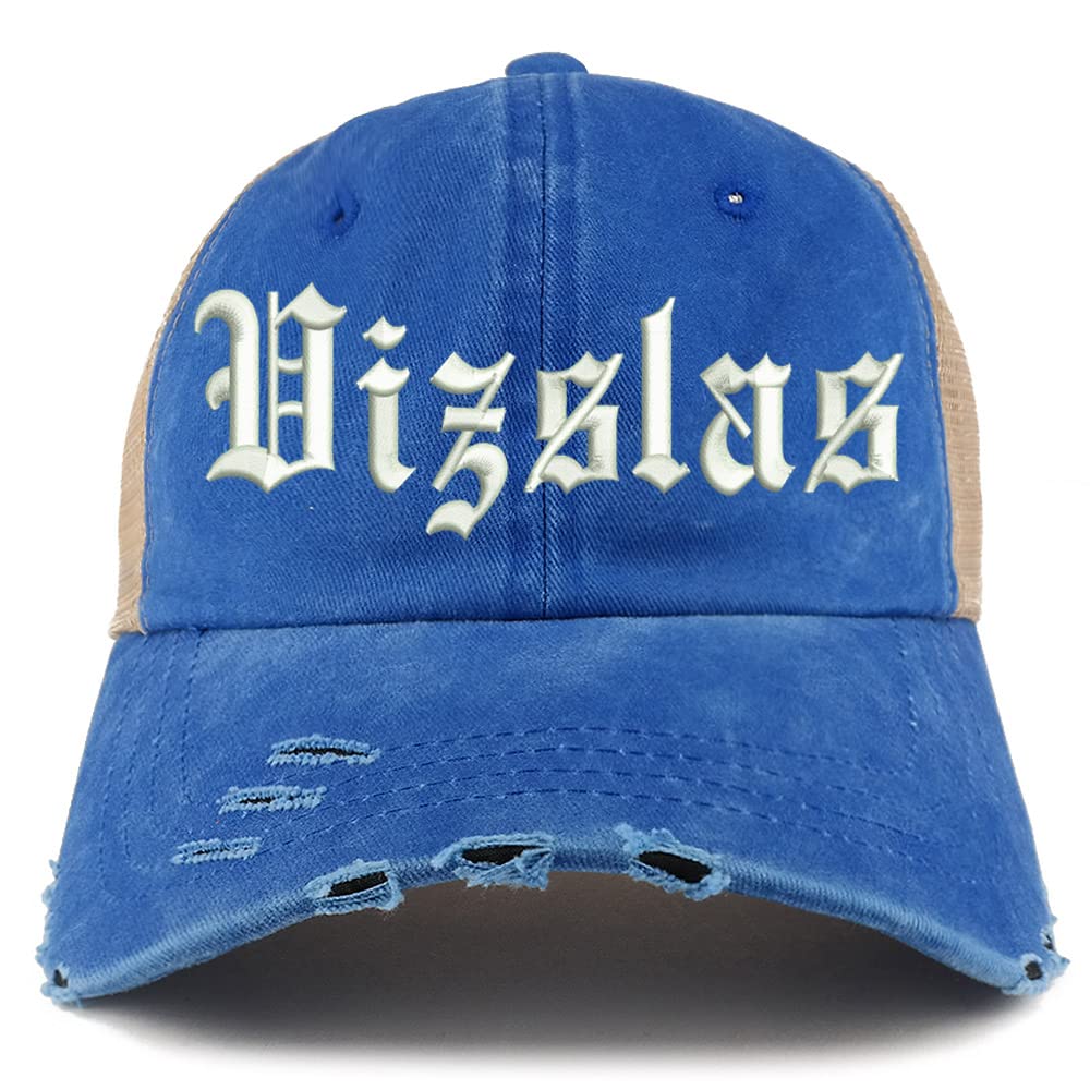 Trendy Apparel Shop Old English Vizslas Frayed Bill Trucker Mesh Back Cap