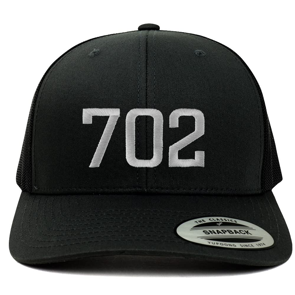 Trendy Apparel Shop Las Vegas 702 Old English 6 Panel Trucker Mesh Cap