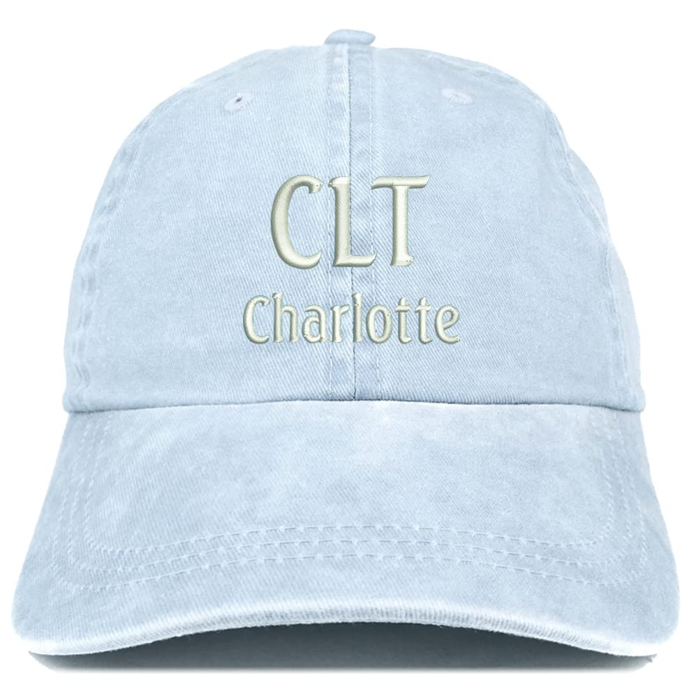Trendy Apparel Shop CLT Charlotte Embroidered Pigment Dyed Washed Baseball Cap