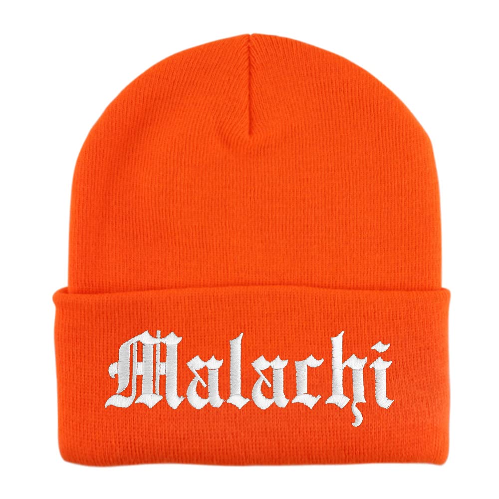 Trendy Apparel Shop Malachi Old English Embroidered Long Cuff Beanie