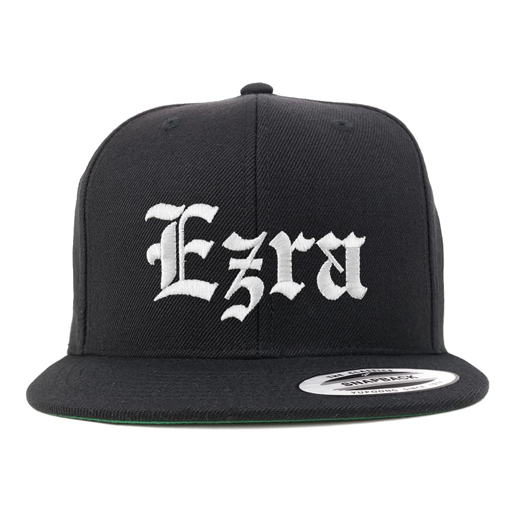 Trendy Apparel Shop Ezra Old English Embroidered Flatbill Snapback