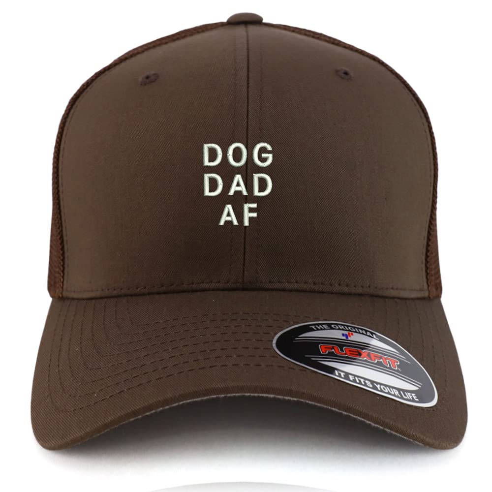 Trendy Apparel Shop Oversized XXL Dog Dad Af Embroiderd Structured Fitted Trucker Mesh Cap