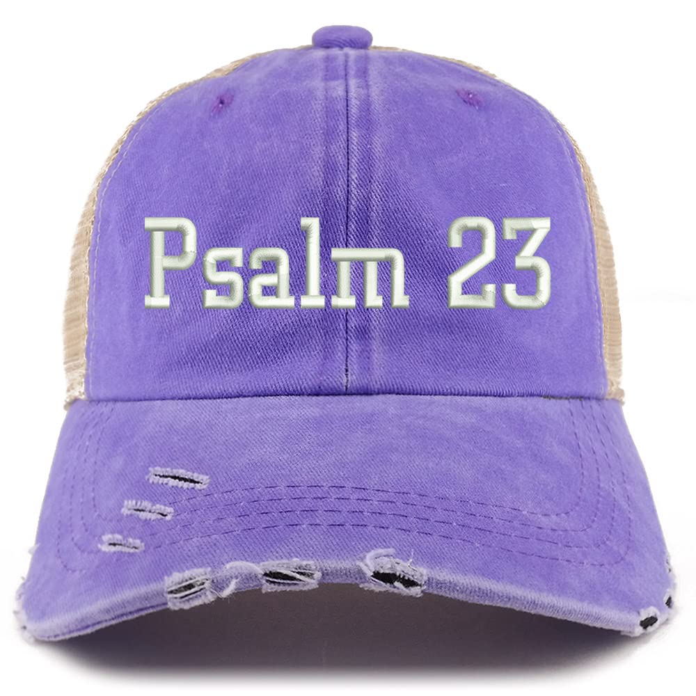Trendy Apparel Shop Psalm 23 Frayed Bill Trucker Mesh Back Cap