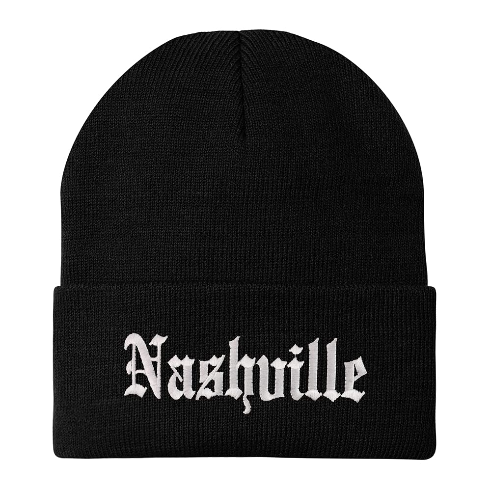 Trendy Apparel Shop Nashville Old English Embroidered Long Cuff Beanie