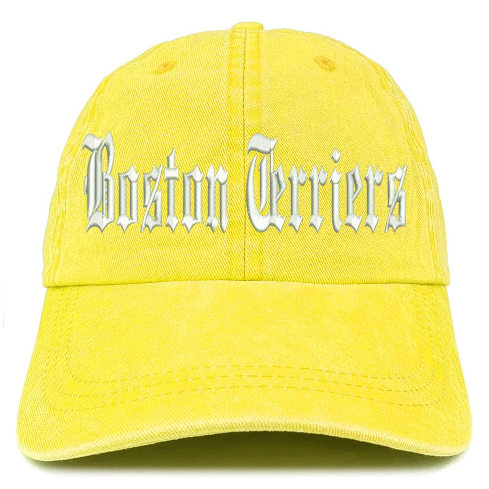 Trendy Apparel Shop Old English Boston Terriers Washed Pigment Dyed Baseball Cap