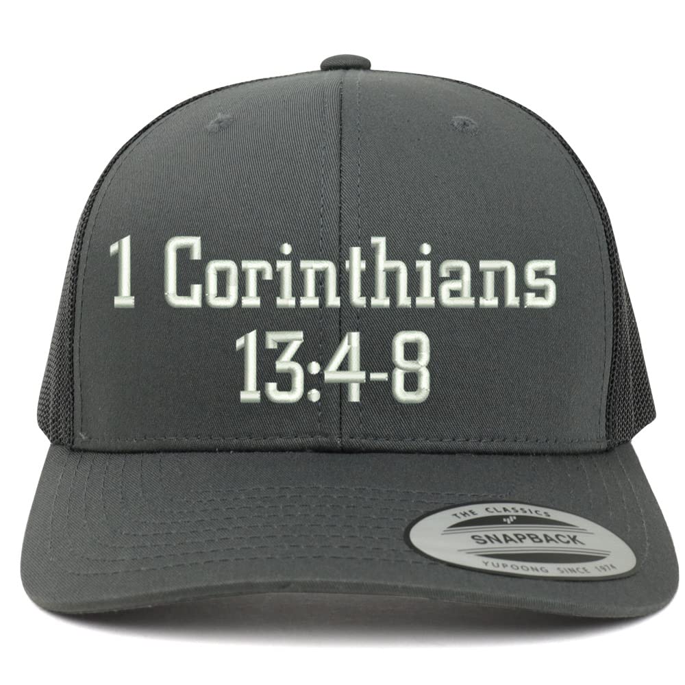 Trendy Apparel Shop 1 Corinthians 13:4-8 6 Panel Trucker Mesh Cap