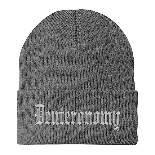 Trendy Apparel Shop Deuteronomy Old English Embroidered Long Cuff Beanie