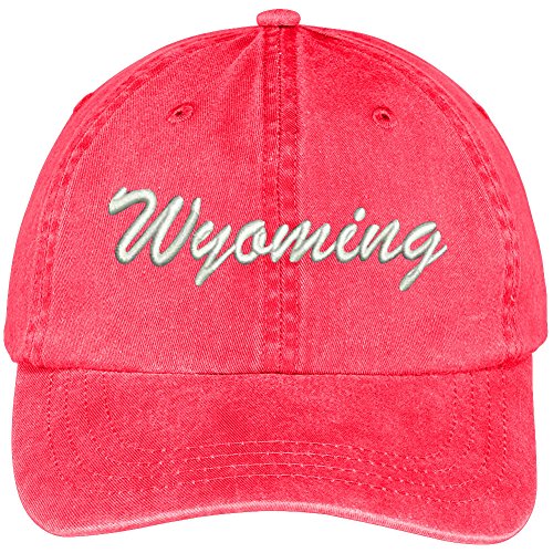 Trendy Apparel Shop Wyoming State Embroidered Low Profile Adjustable Cotton Cap