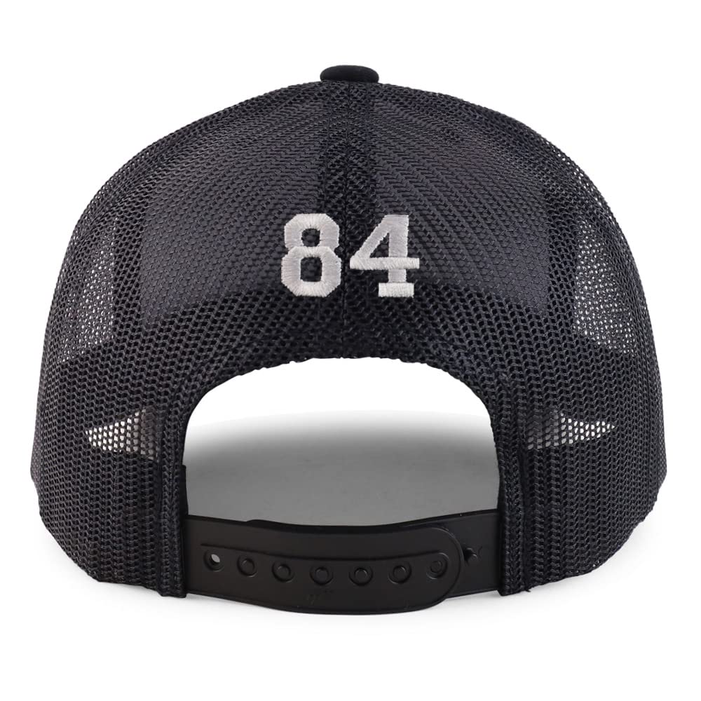 Trendy Apparel Shop Small Number 84 Back Embroidered 6 Panel Trucker Mesh Cap