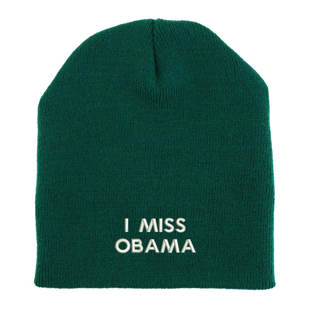 Trendy Apparel Shop I Miss Obama Embroidered Made in USA Short Acrylic Knit Winter Beanie Hat