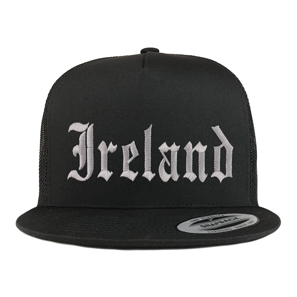 Trendy Apparel Shop Ireland Old English 5 Panel Flatbill Trucker Cap