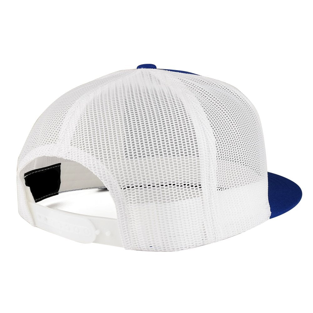 Trendy Apparel Shop Boxer Embroidered 5 Panel Flat Bill 2-Tone Trucker Mesh Cap