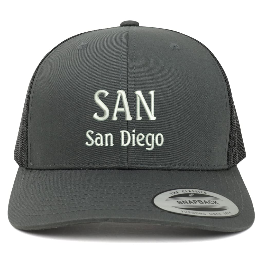 Trendy Apparel Shop SAN San Diego Embroidered Retro Fit Trucker Mesh Cap