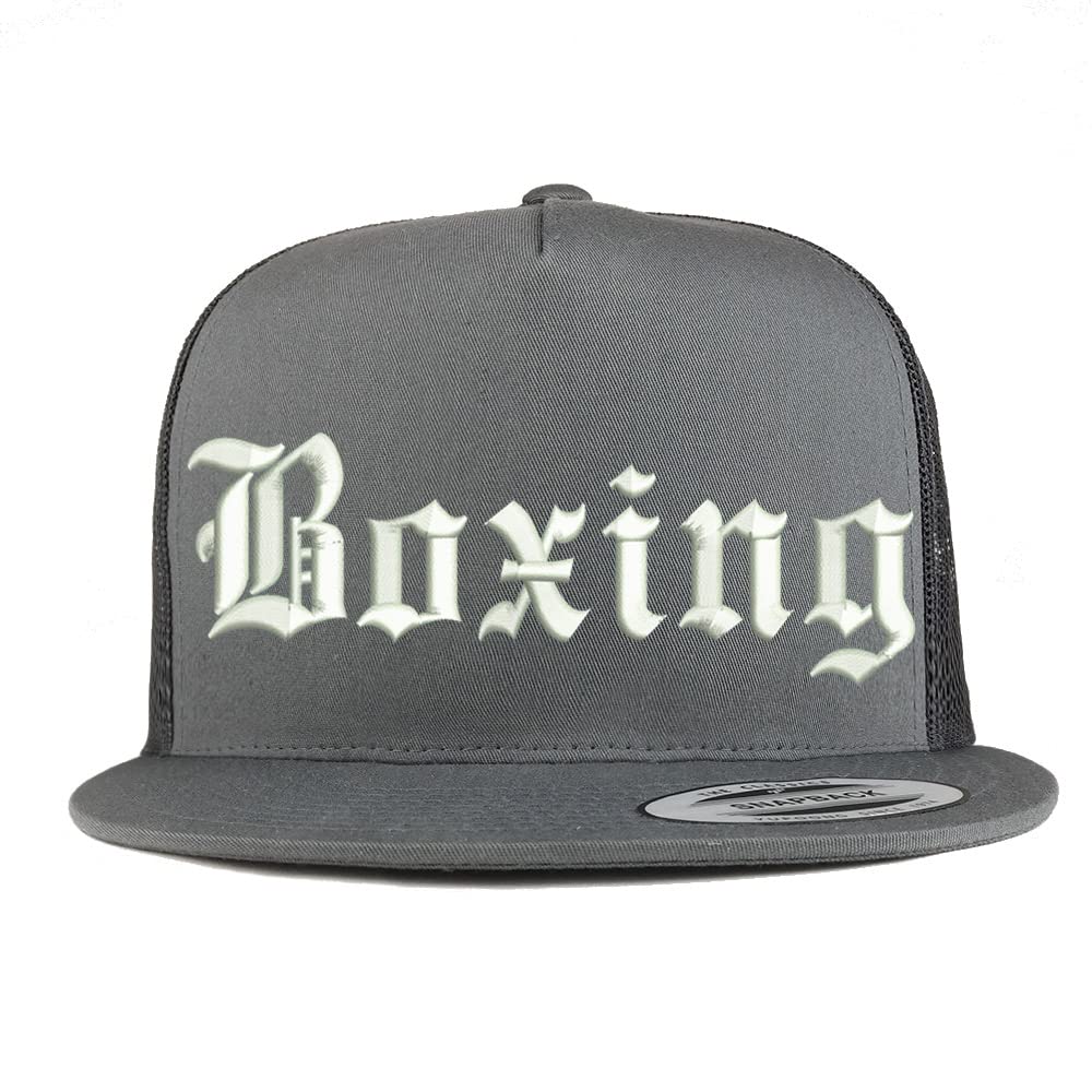 Trendy Apparel Shop Old English Boxing 5 Panel Flatbill Trucker Cap