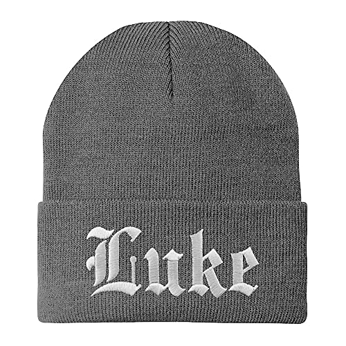 Trendy Apparel Shop Luke Old English Embroidered Long Cuff Beanie