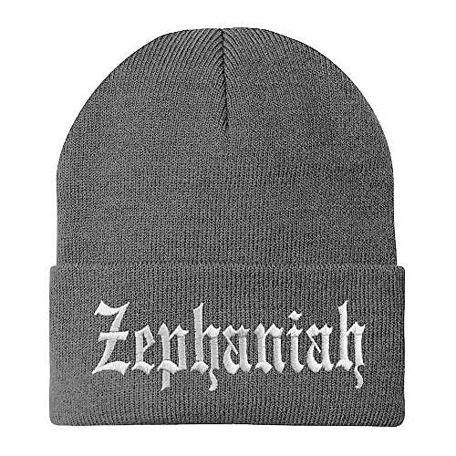 Trendy Apparel Shop Zephaniah Old English Embroidered Long Cuff Beanie