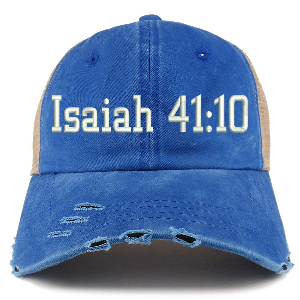Trendy Apparel Shop Isaiah 41:10 Frayed Bill Trucker Mesh Back Cap