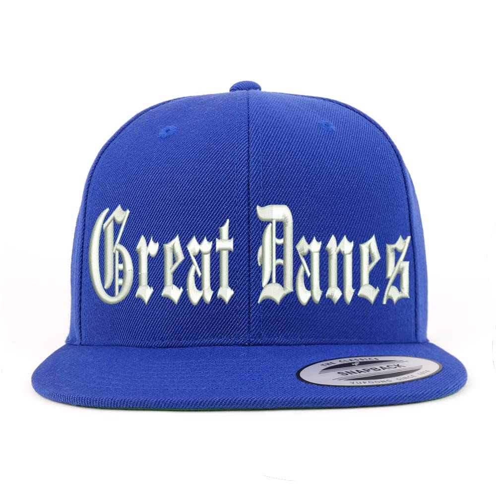 Trendy Apparel Shop Old English Great Danes Embroidered Flatbill Snapback