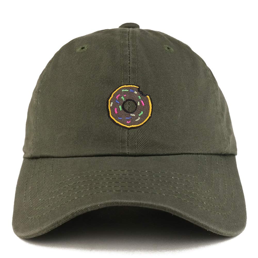 Trendy Apparel Shop Donut Patch Solid Cotton Unstructured Dad Hat - Olive