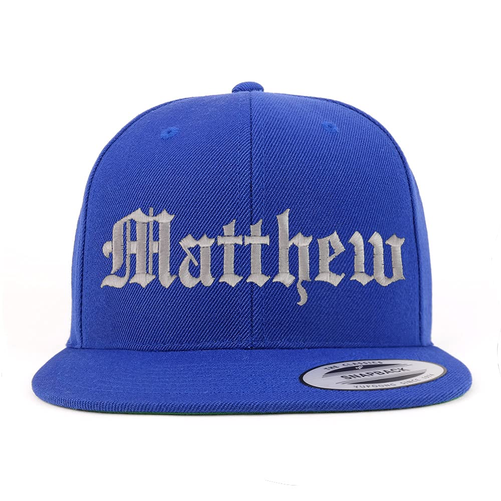 Trendy Apparel Shop Matthew Old English Embroidered Flatbill Snapback
