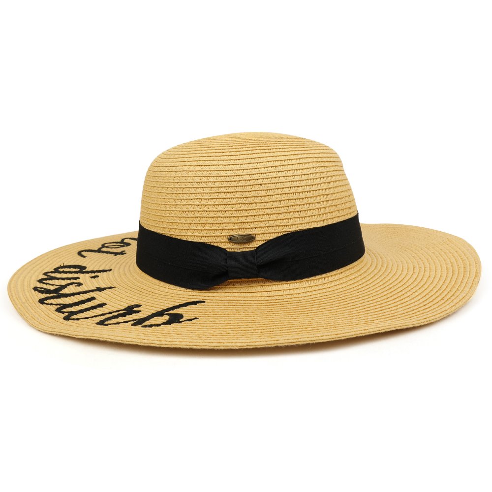 Trendy Apparel Shop Beach Theme Embroidered Large Brim Ladies Paper Straw Summer Hat