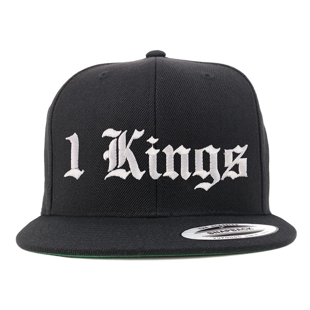 Trendy Apparel Shop 1 Kings Old English Embroidered Flatbill Snapback